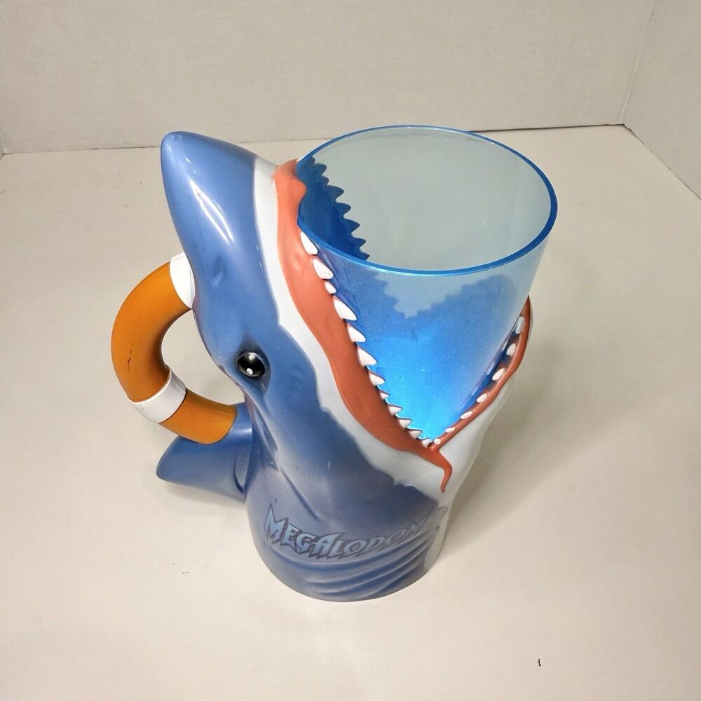Monster Jam Megalodon Shark Light Up Souvenir Cup Mug Blue 7” Tested WORKS